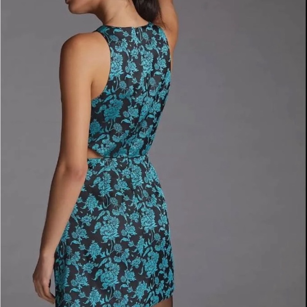 Anthropologie Teal Jacquard Dress Size 4 NWT